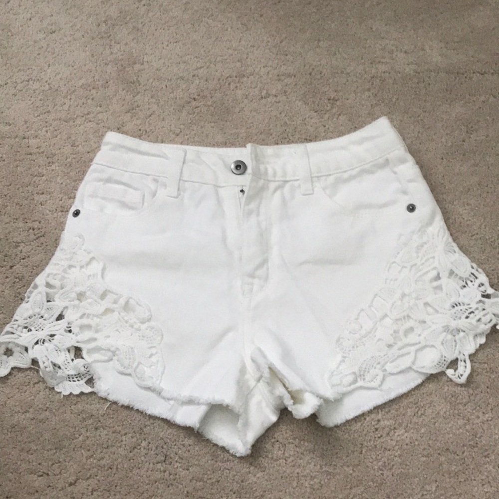 White jean shorts